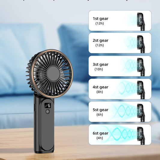 Handheld Desktop Halter Six-gear Can Be Used As Power Bank Digital Display Fan