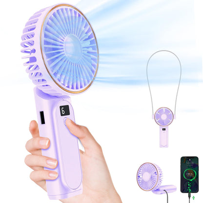 Handheld Desktop Halter Six-gear Can Be Used As Power Bank Digital Display Fan