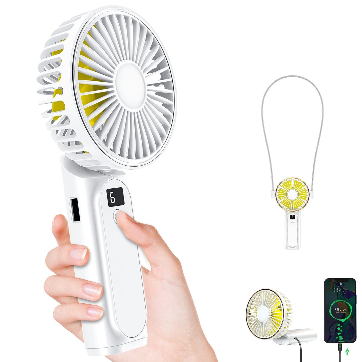 Handheld Desktop Halter Six-gear Can Be Used As Power Bank Digital Display Fan