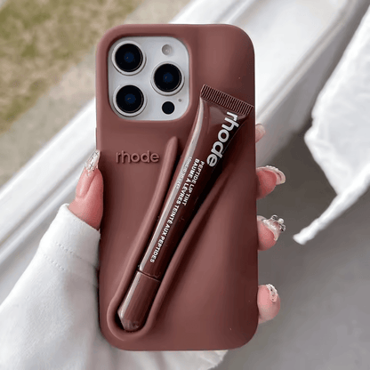 Rhode Lip Gloss Silicone Case for IPhone 16 14 Plus 15 Pro Max Lipstick Holder Soft Cover with Moisturizing Lip Balm