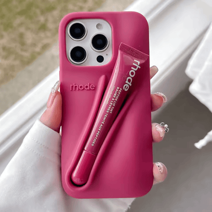 Rhode Lip Gloss Silicone Case for IPhone 16 14 Plus 15 Pro Max Lipstick Holder Soft Cover with Moisturizing Lip Balm