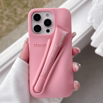 Rhode Lip Gloss Silicone Case for IPhone 16 14 Plus 15 Pro Max Lipstick Holder Soft Cover with Moisturizing Lip Balm